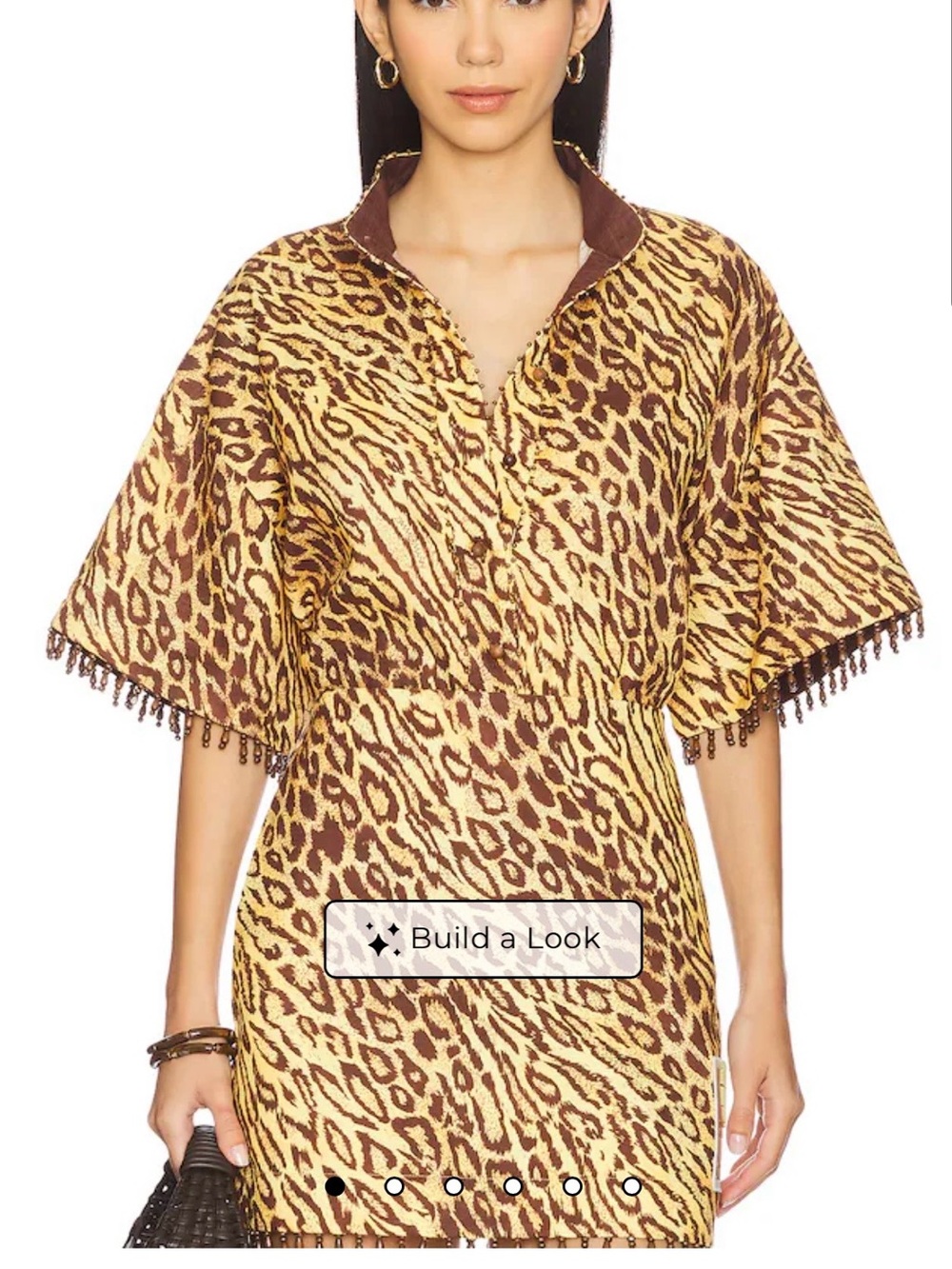 Zimmermann Leopard-Print Short Sleeve Tunic in Brown & Yellow